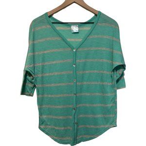 Teal Striped Lightweight Cardigan